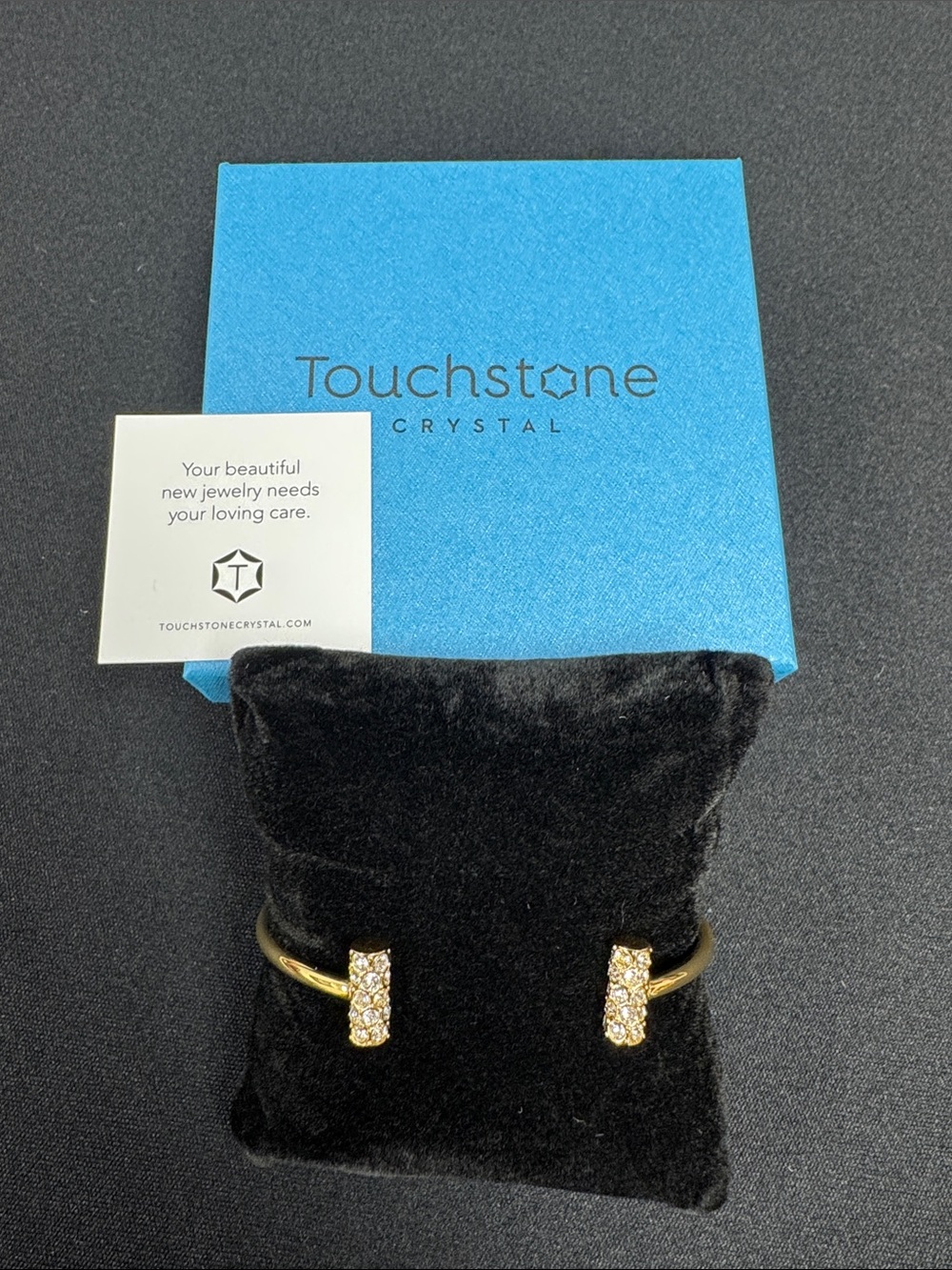 Touchstone Crystal Gold Crystal Open Cuff Bracelet